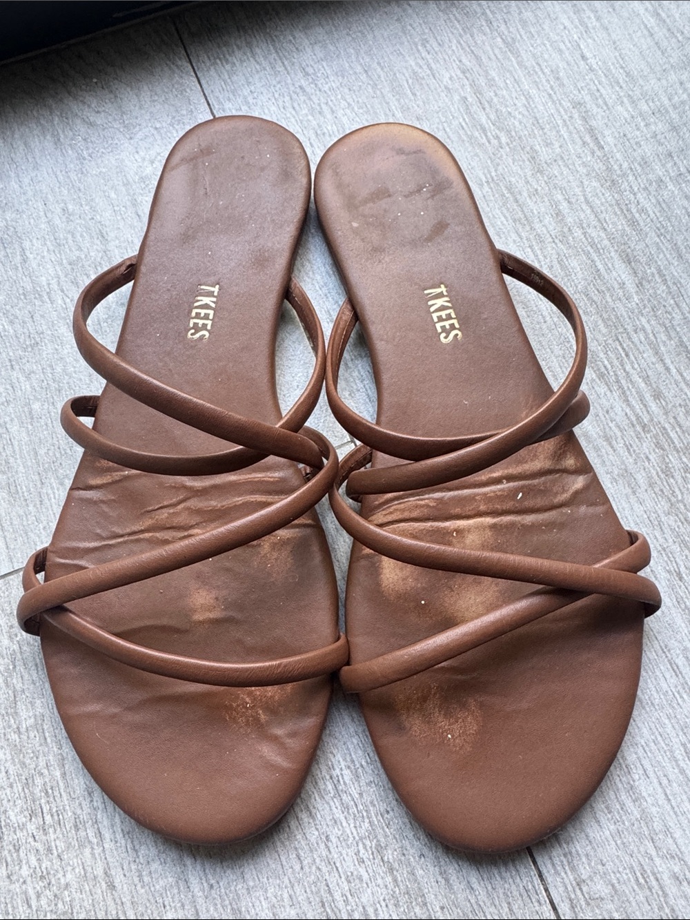 TKEES Women's Brown Multi-Strap Slide Sandals size 9 Eur 40 fits 8.5